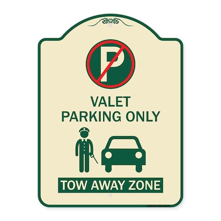 Signmission Valet Parking Tow Away Zone W/ Car Graphic Heavy-Gauge Aluminum Sign, 24" x 18", TG-1824-22761 A-DES-TG-1824-22761